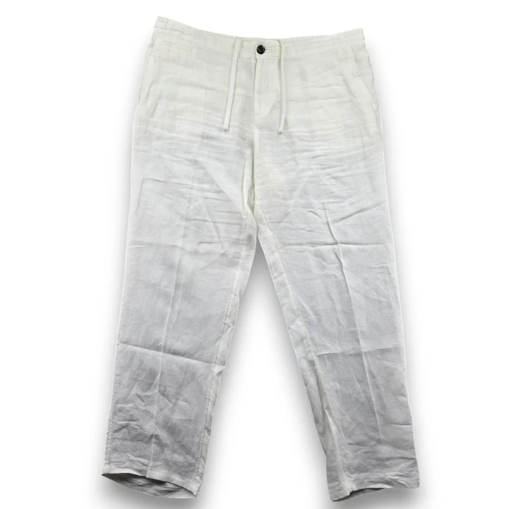 Panama Jack Mens XL Linen Pants White Casual Drawstring Elastic Waist Beach XL